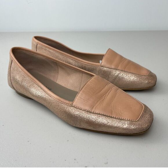 Donald Pliner Deedee Loafers Metallic Rose Gold Leather Flats 6M - Picture 1 of 6